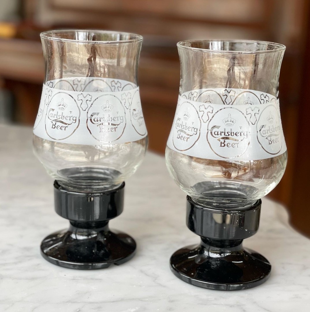 Vintage Carlsberg Beer Candle Holders - Collectible Pieces 0.5Kg 20Cm (Wxlxh)