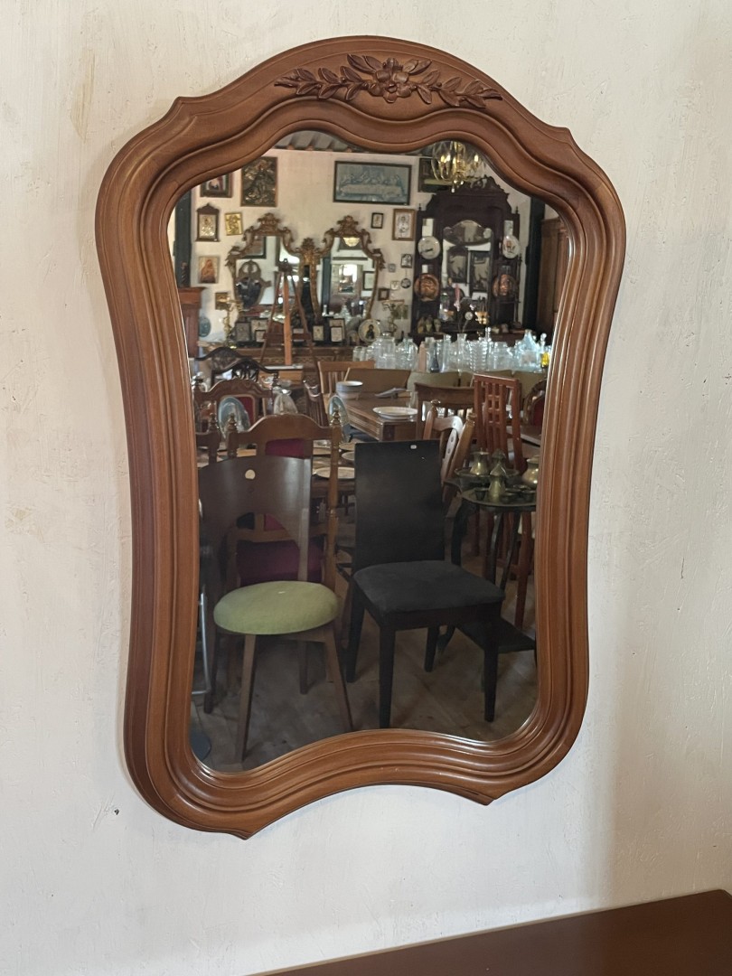 Handmade Cypriot Solid Wood Mirror With Floral Handcarvings And Unique Layered Frame 10Kg 56Cmx82Cm (Wxlxh)