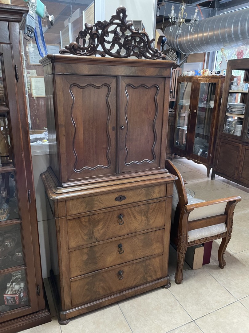 Antique Hand-Carved Cabinet With Drawers Late 19Th To Early 20Th Century Elegance 80Kg 86Cmx44.5Cmx184Cm (Wxlxh)