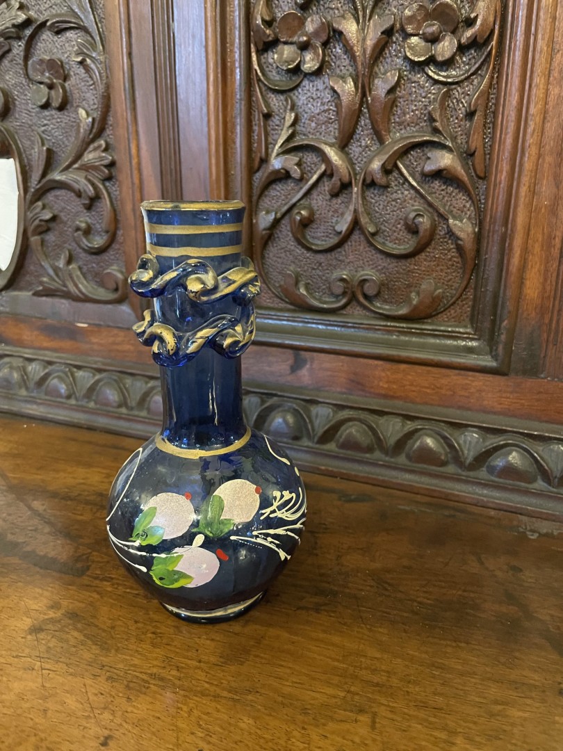 Handmade Hand-Painted Blown Glass Vase Vintage 1940S-1960S Design 1.5Kg 9Cmx17Cm (Wxlxh)