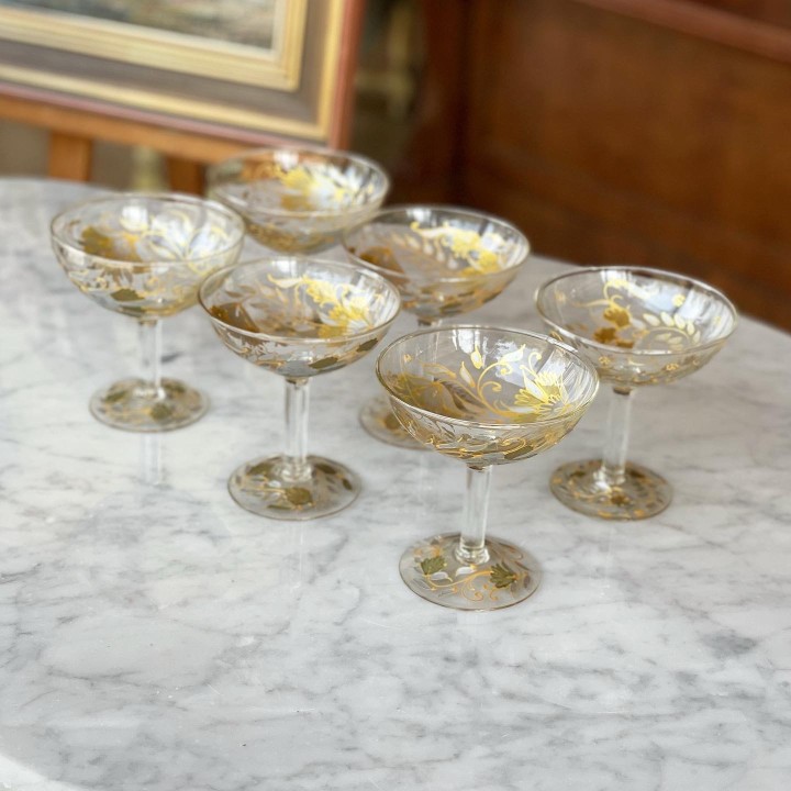 Mid-Century Blossoms: Hand-Painted Hand-Blown Glasses With Floral Patterns (Set Of 6) 1Kg 11.5Cm (Wxlxh)
