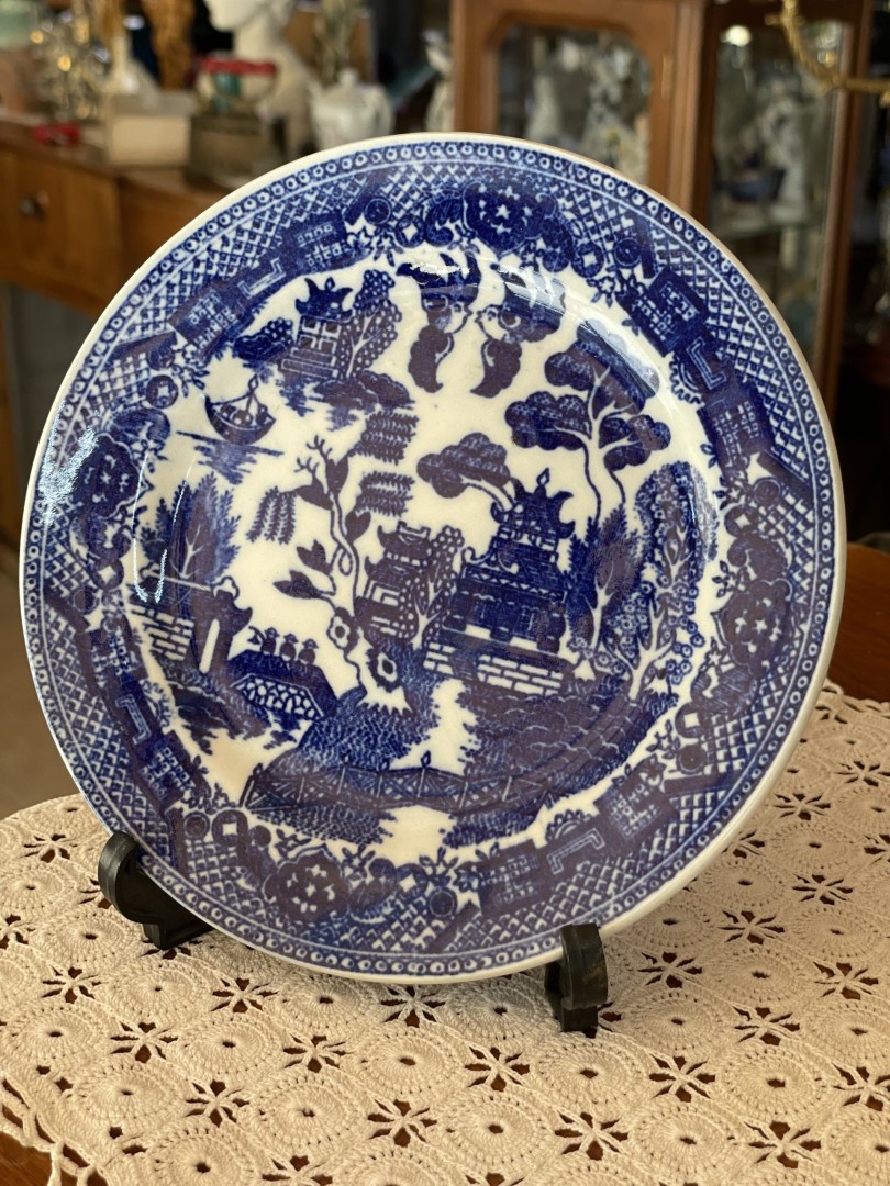 1920S Japanese Willow Decor Plate: A Timeless Treasure 0.3Kg 15Cm (Wxlxh)