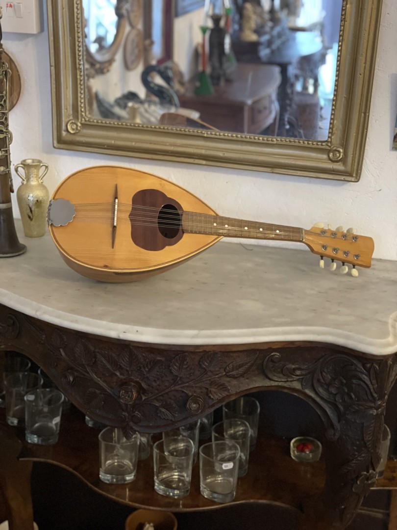 Vintage Handmade Italian Mandolin By Ditta Gaetano Miroglio - Mid 20Th Century 2.5Kg 63Cmx13Cmx21Cm (Wxlxh)