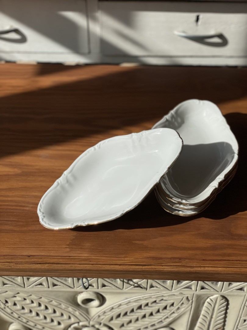 Elegant Vintage Winterling Bavaria Porcelain Serving Dishes White With Gold Trim 1.5Kg  (Wxlxh)