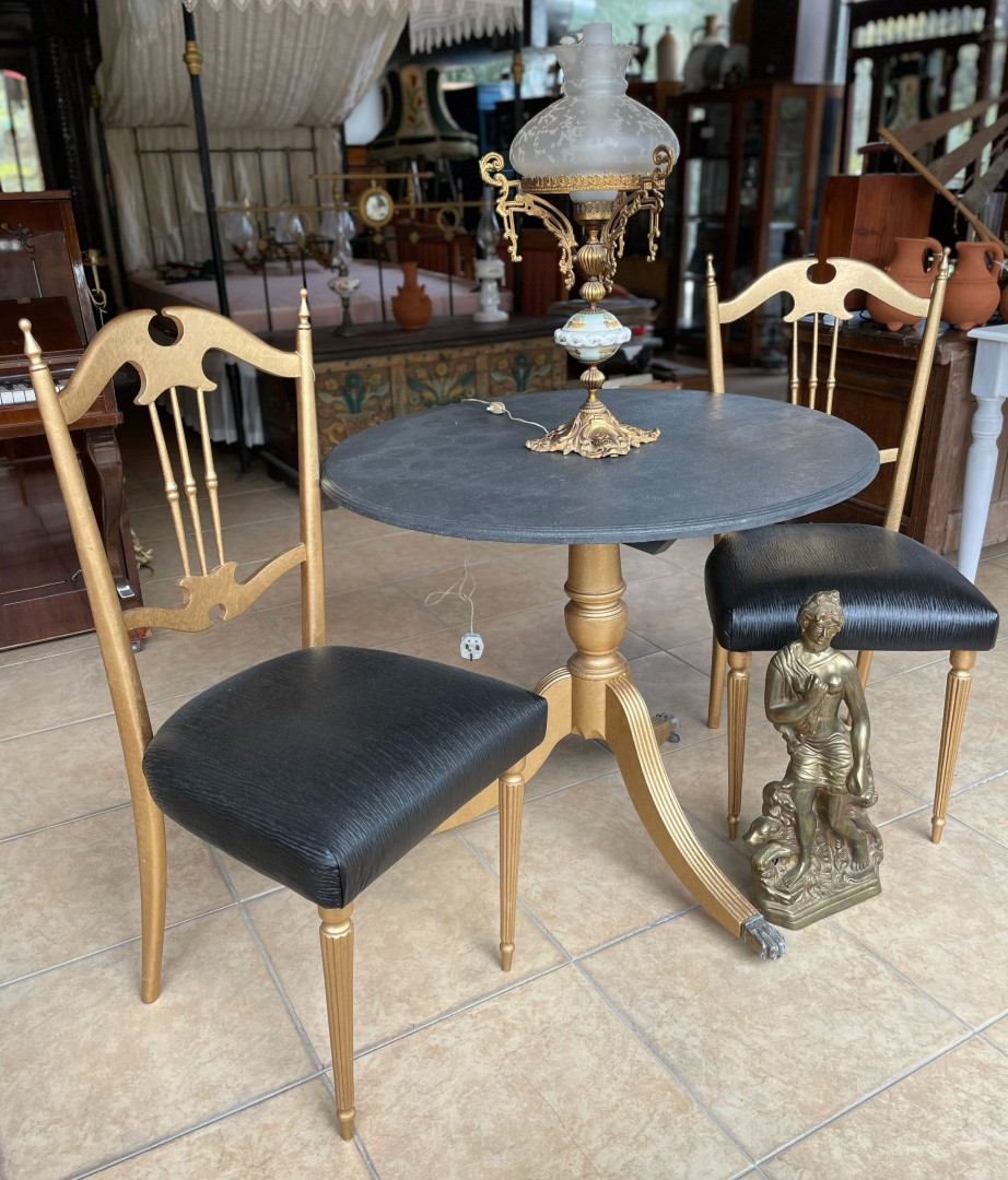 Gilded Table With Two Chairs Set 70Kg  (Wxlxh)