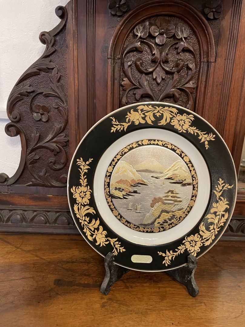 Art Of Chokin Decorative Plate Japanese Metal Engraving Art 1.5Kg 24Cm (Wxlxh)
