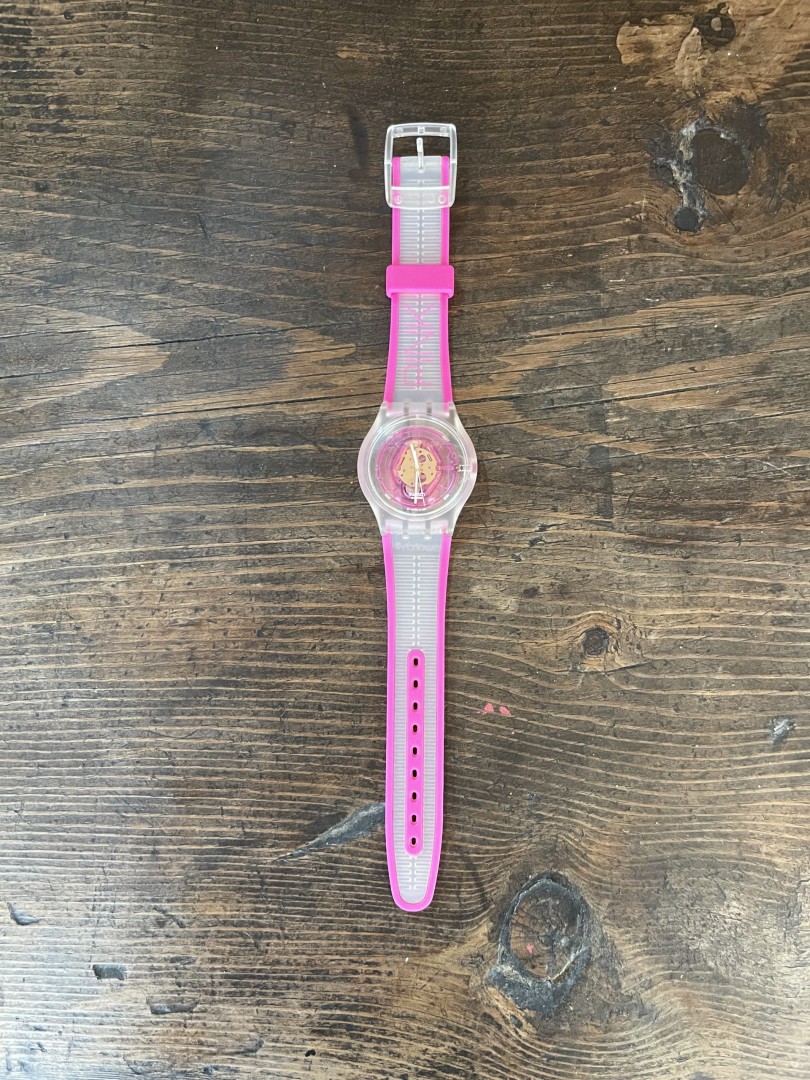 Vintage Swatch “Pink Way” Watch 2003 Transparent Neon Pink Classic 1Kg 4Cmx25Cm (Wxlxh)