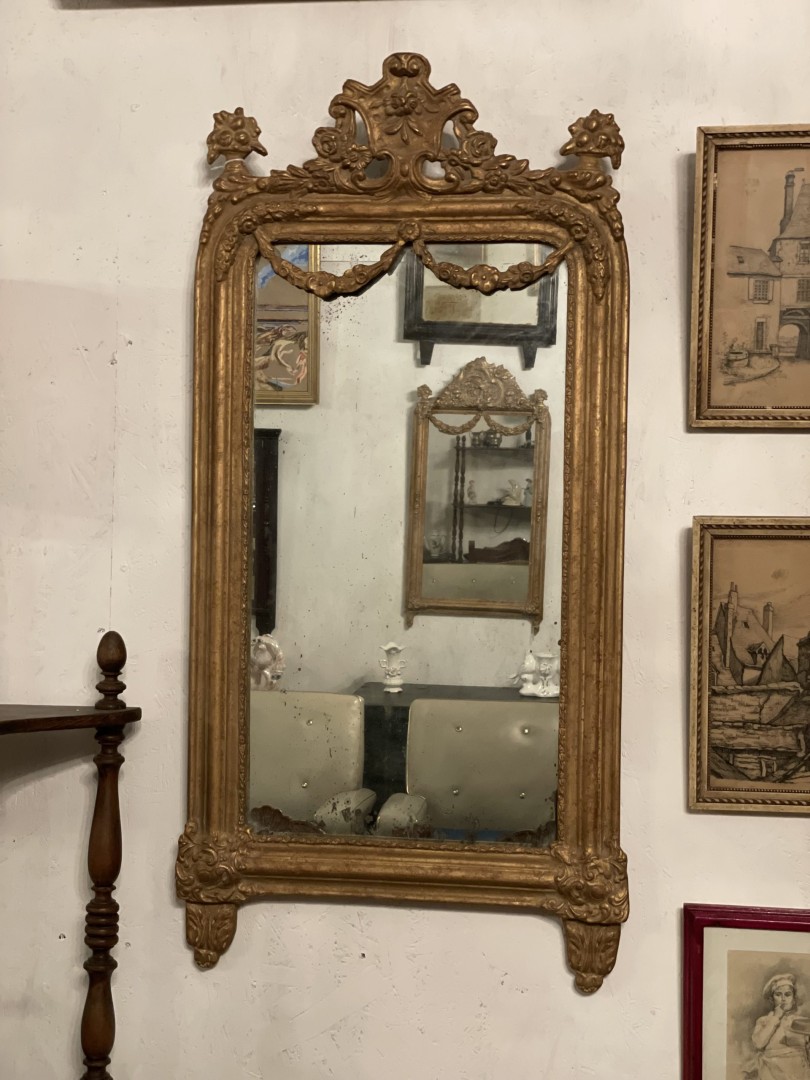 Venetian 19Th-Century Gilded Mirror With Exquisite Carved Details 14Kg 49Cmx98Cm (Wxlxh)