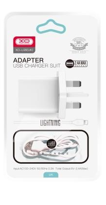Xo L99 (Uk) 2.4A Home Charger With Lightning Cable(Nb103) (white)