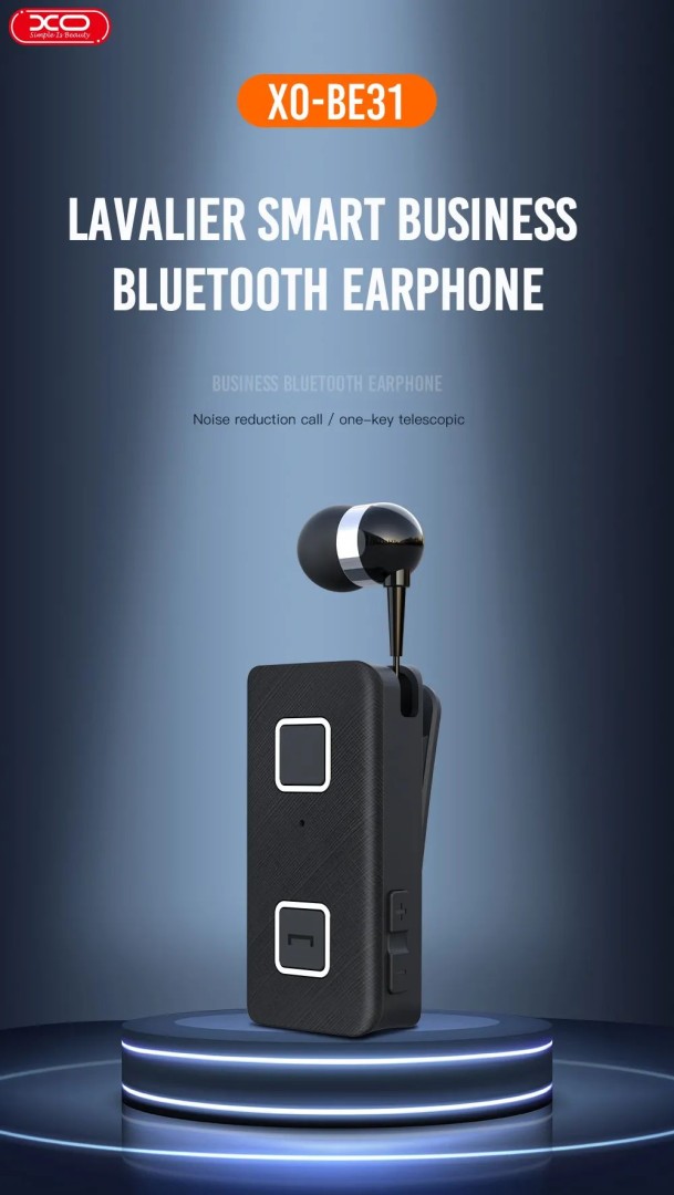 Xo Be31 Lavalier Business Bluetooth Earphone One-Key Retractable