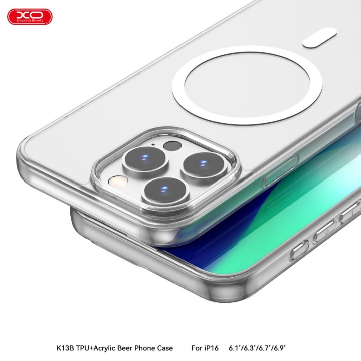 Xo K13B Ip 16 Pro Max 6.9" Tpu+Acrylic Phone Case Built- In Magnet