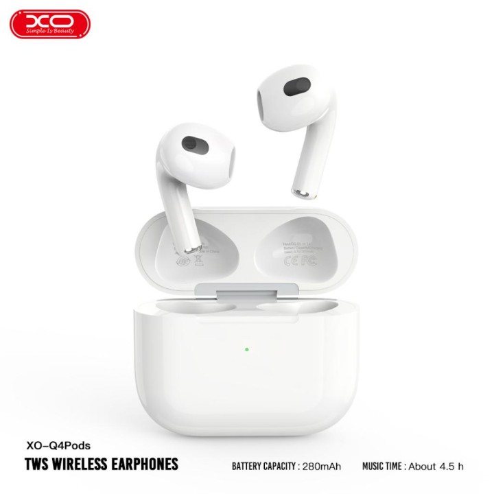 Xo Q4 Pods Bluetooth Headset (4Th Generation Full Configuration With Ear Sensor And Wireless Charging Function)