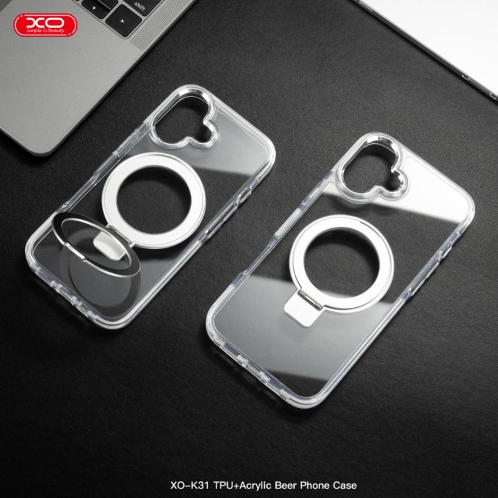 Xo K31 Ip16 6.1” Round Magnetic Holder Tpu+Acrylic Phone Case White