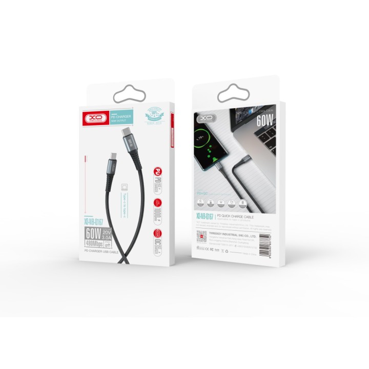 Xo Nb-Q167 Type-C To Type-C 60W Fast Charging Usb Cable