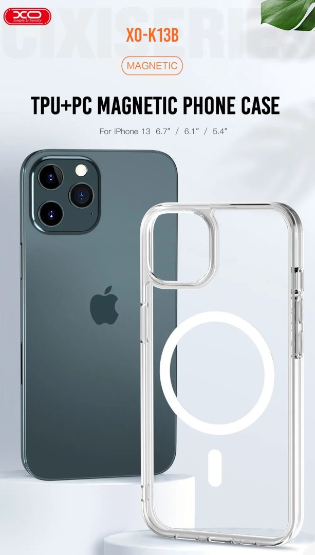 Xo K13B Transparent Tpu+Pc Magnetic Phone Case With Lanyard Hole Iphone 13 6.1'