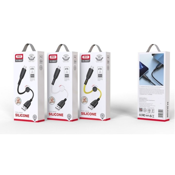 Xo Nb247 Suluo Series Portable Silicone 6A Micro Data Cable L=25Cm With Cable Clip