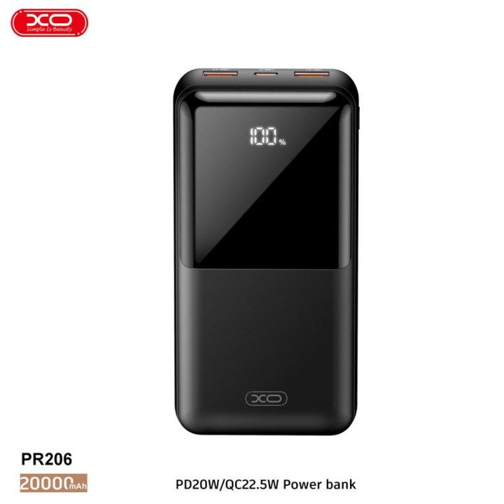 Xo Pr206 Pd20W / Qc22.5W Digital Display Fast Charge Power Bank 20000Mah(Black)