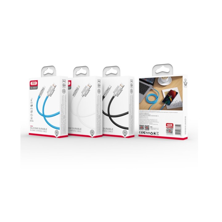 Xo Nb227 Od6.0 6A Silicone Tpe Zinc Alloy Data Cable Type-C L=1.2M
