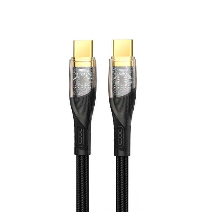 Xo Nb-Q223B Transparent Gold Plated Series Type-C To Type-C 60W Braided Data Cable