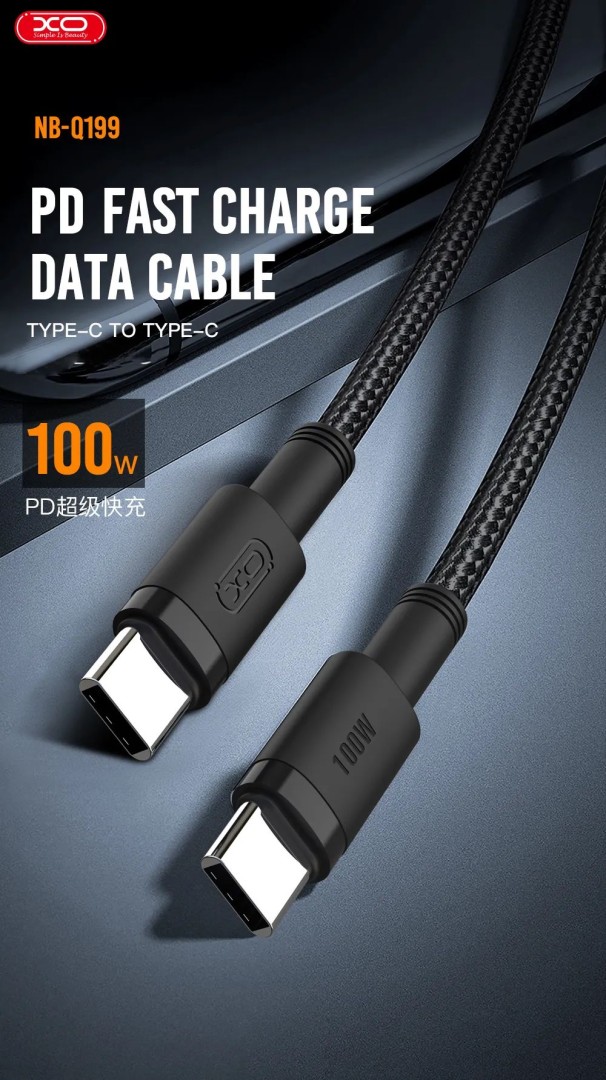 Xo Nb-Q199 Type-C To Type-C 100W Usb Cable 1.5M