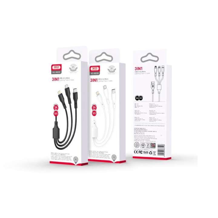 Xo Nb230 2.4A Rock Series 3 In 1 Data Cable