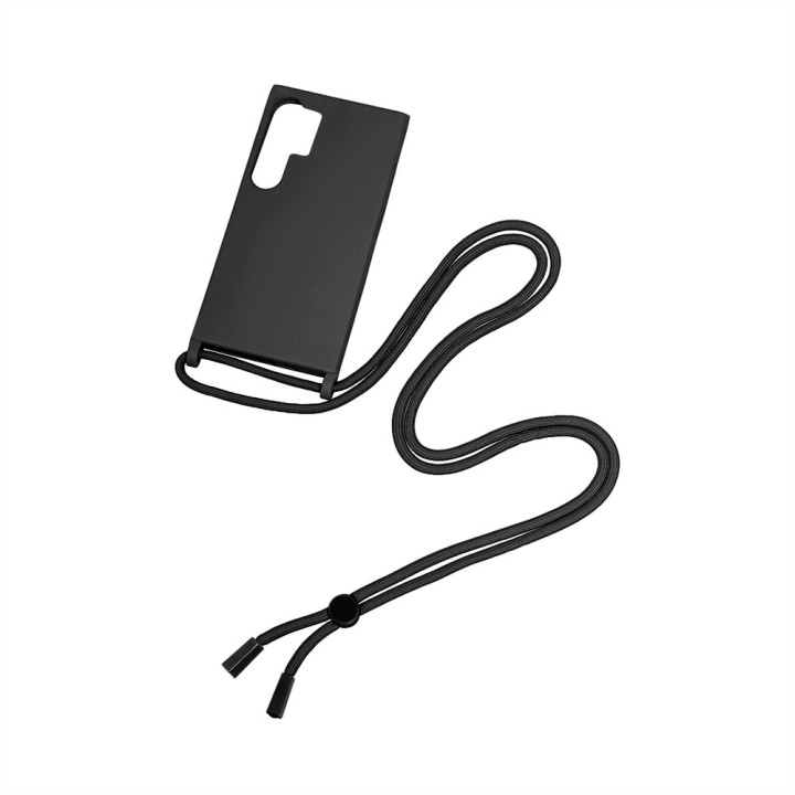 Rixus Soft Tpu Necklace Cord Cover For Samsung Galaxy S24 Ultra Black smartphone case