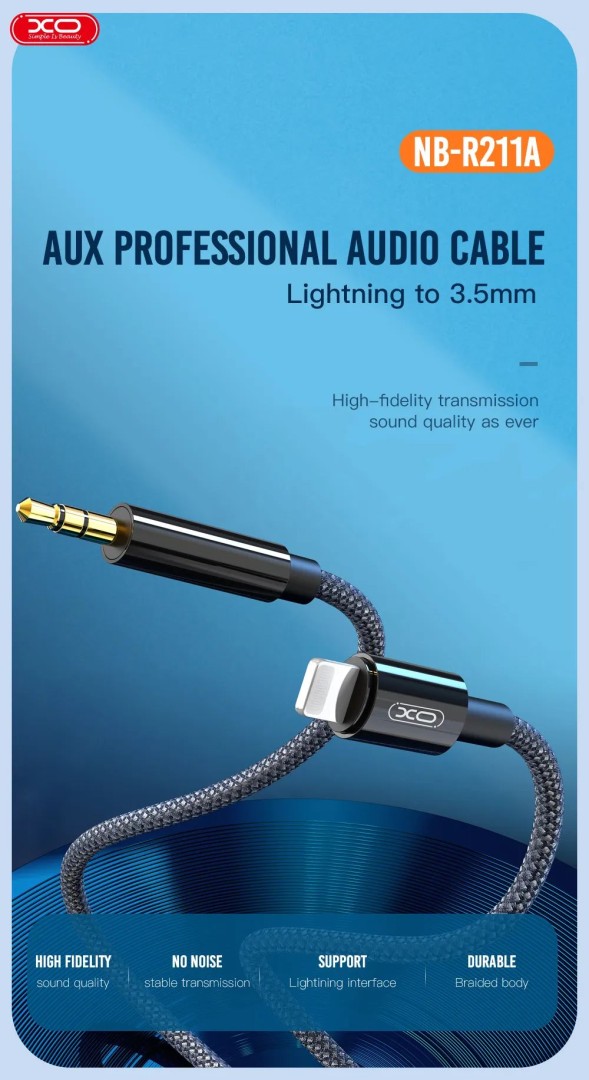 Xo Cable Cable Audio Nb-R211A Lightning To Aux Jack 3.5Mm 100Cm Black
