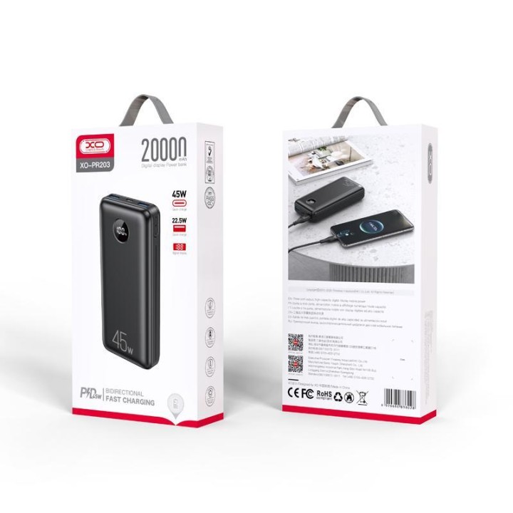 Xo Pr203 45W Digital Display Fast Charge Power Bank (Pd45W / Qc22.5W) 20000Mah