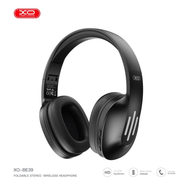 Xo Be39 Foldable Bluetooth Headset (Black)