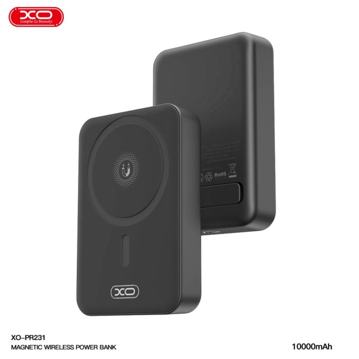 Xo Pr231 Power Bank Magnetic Wireless 10000Mah 15W Black