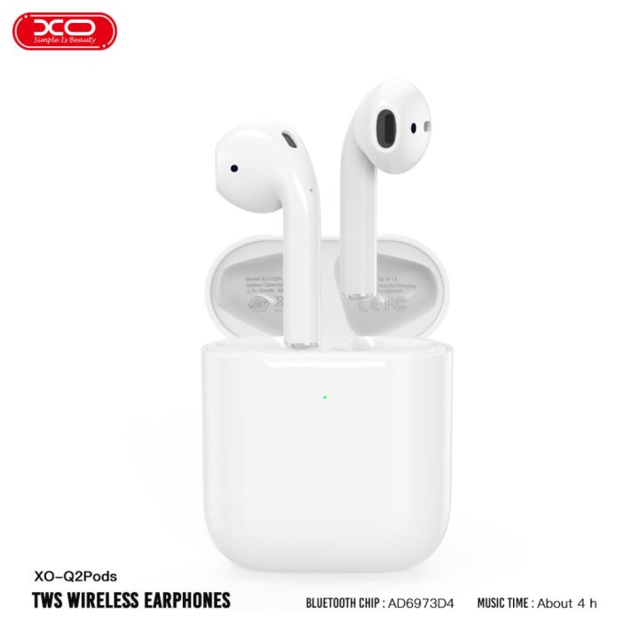 Xo Q2Pods Bluetooth Headset (2Nd Generation Full Configuration With Ear Sensor And Wireless Charging Function)