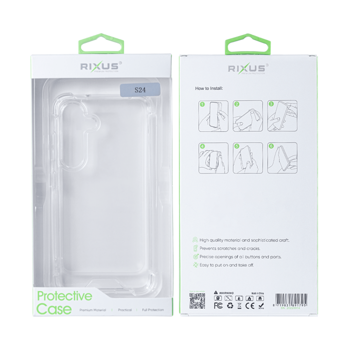 Rixus Anti-Burst Case For Samsung S24 Clear