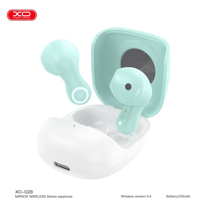 Xo G28 Sterio Mirror Wireless Earphone Blue Bluetooth Earphones