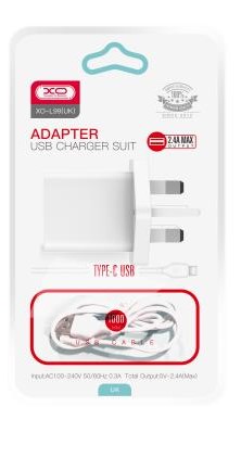 Xo L99 (Uk) 2.4A Home Charger With Type-C Cable(Nb103) (white)