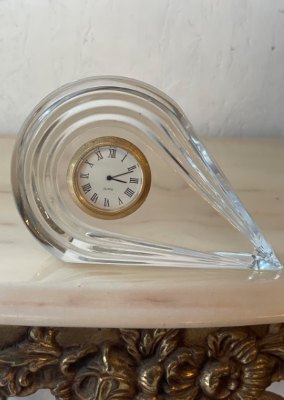 Vintage Bohemian Crystal Quartz Clock - Made In Czech Republic 0.5Kg 12.5Cmx2Cmx8.5Cm (Wxlxh)