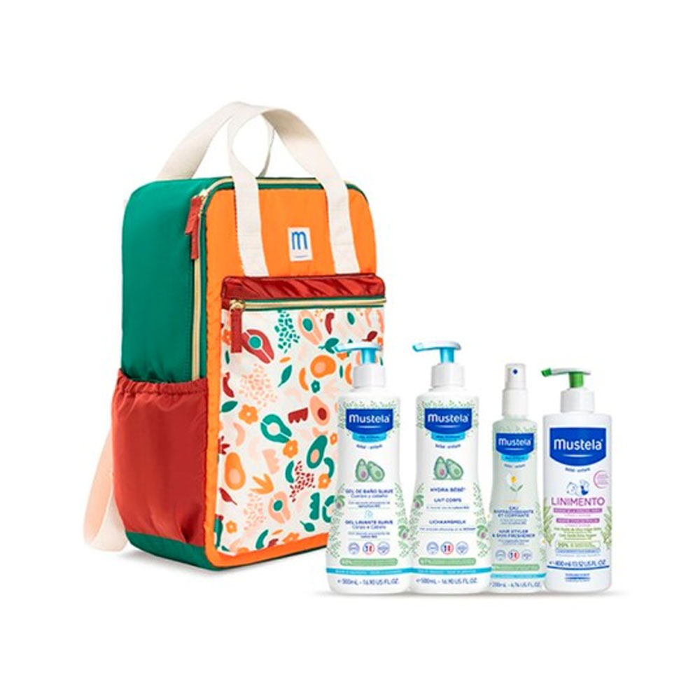 Mustela Bebe Complete Set for newborns (orange backpack)