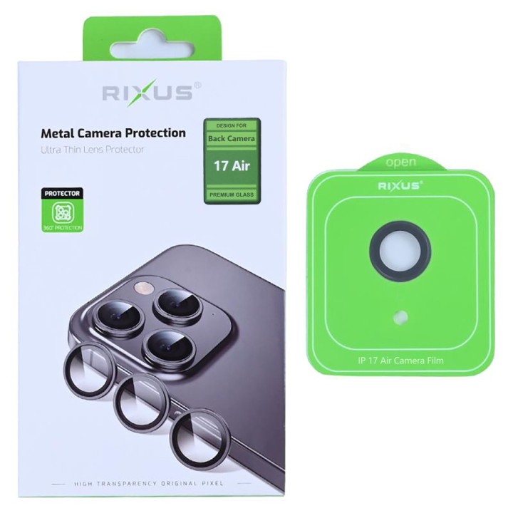Rixus Metal Shield Camera tempered Glass For Iphone 17 Air Silver