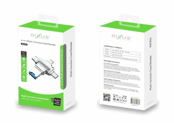 Rixus 4 In 1 Multi Function Card Reder