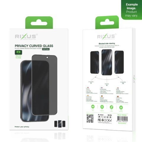 Rixus Privacy Curved Glass Iphone 15 tempered protection for smartphone
