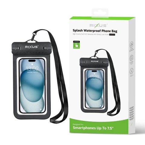 Rixus Splash Waterproof Phone Bag Black smartphone case