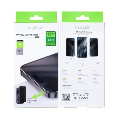 Rixus Curved Glass Iphone Xr / 11 Privacy tempered protection for smartphone