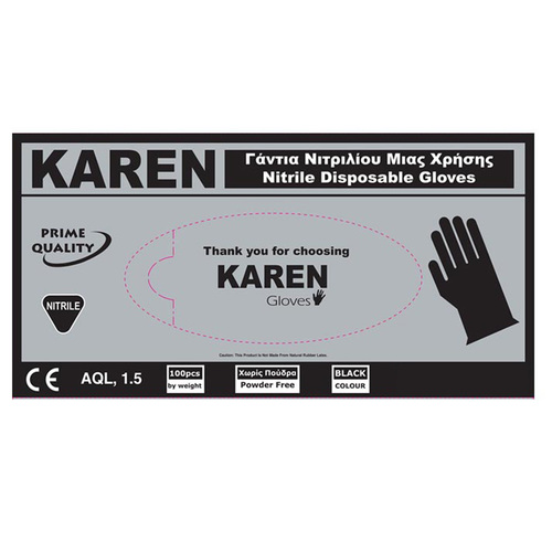 Karen Gantia Nitriliou Black Large, Gloves
