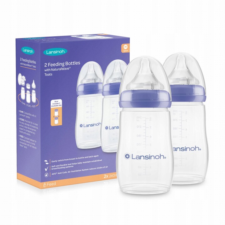 Lansinoh Feeding Bottles With Natural Wave 2x240 Ml, Bottle