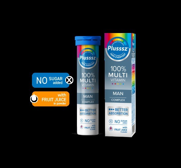 PlussSz Multivitamin Man 20 Effervescent Tablets Blackcurrant Orange