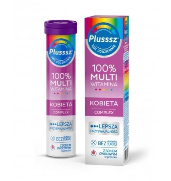 PlussSz Multivitamin supplement for women 20 Effervescent Tablets Raspberry Orange