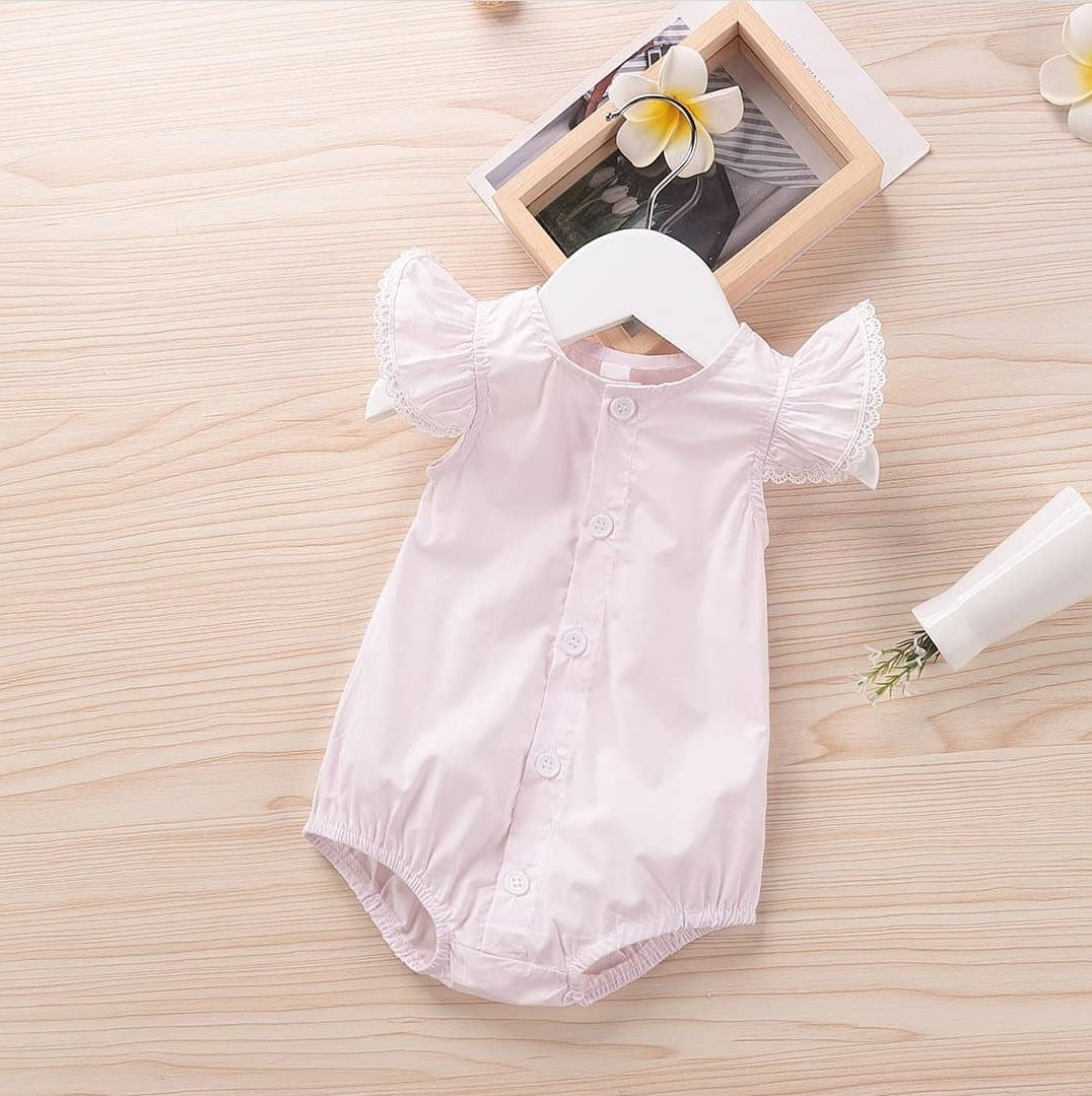 Baby Solid Cardigan Flutter-sleeve Romper