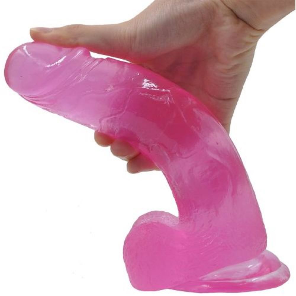 JELLY STUDS CRYSTAL DILDO 8 INCH PINK