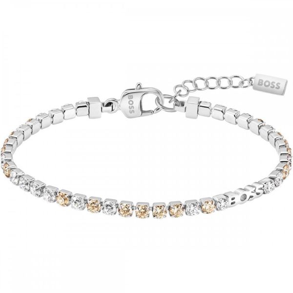 Hugo Boss Jewellery Silver-tone tennis bracelet with clear and champagne crystals