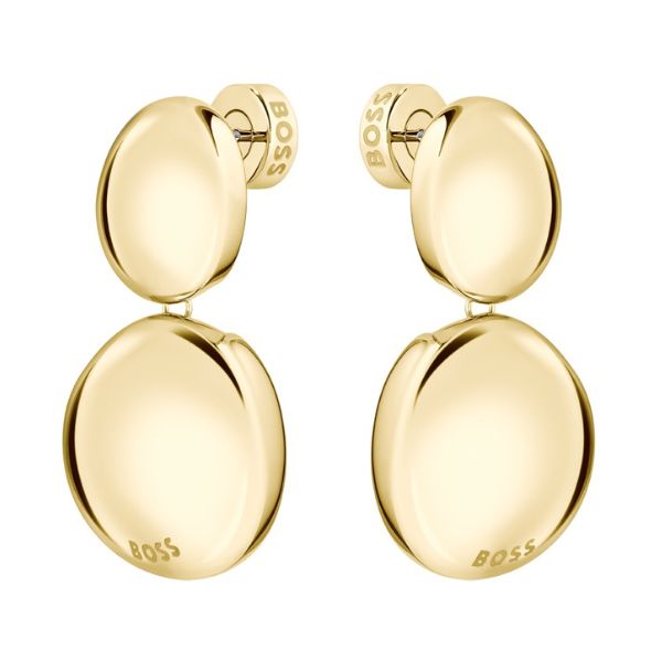 Hugo Boss Jewellery Gold-tone hoop earrings with logo detail