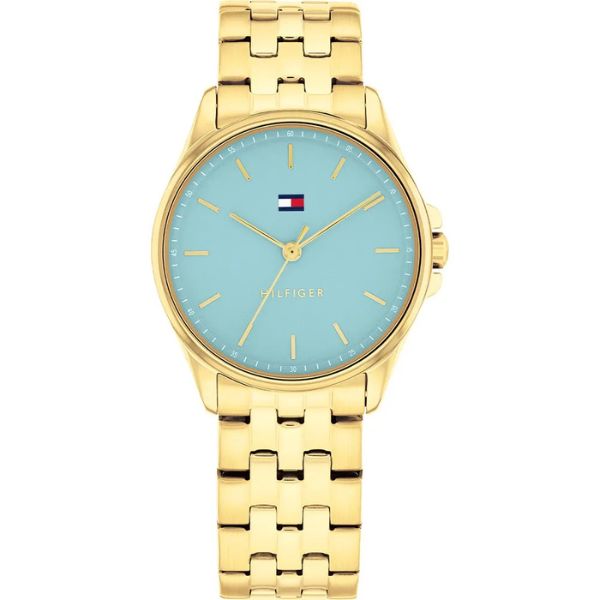 Tommy Hilfiger Jade Stainless steel quartz Wrist Watch with metal bracelet Gold / Turquoise
